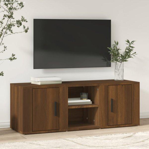 Barna tölgyszínű szerelt fa TV-szekrény 100x31,5x35 cm