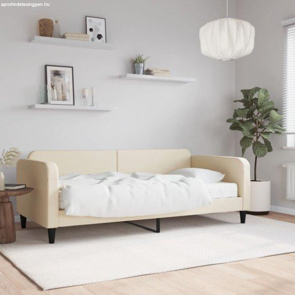 Krémszínű szövet kanapéágy matraccal 90 x 200 cm