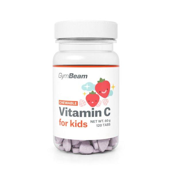 GymBeam C-vitamin rágótabletta gyerekeknek eper 120 rágótabletta