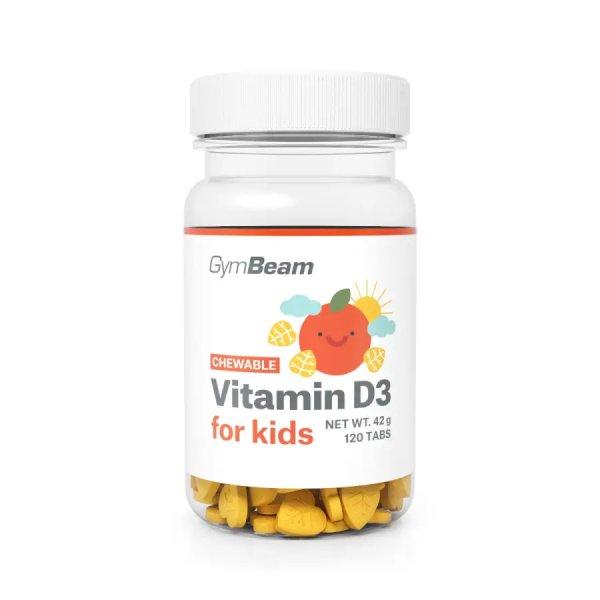 GymBeam D3-vitamin rágótabletta gyerekeknek narancs 120 rágótabletta