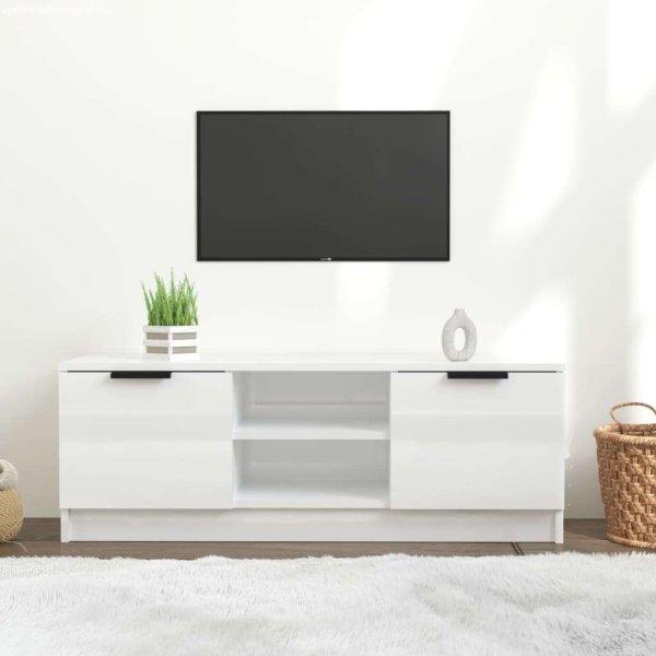 Fehér magasfényű szerelt fa tv-szekrény 102x35x36,5 cm