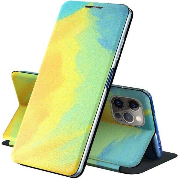 Samsung Galaxy A20 / A30 SM-A205F / A305F, Oldalra nyíló tok, stand, festék
minta, Wooze Flashy Colors, színes/sárga (108228)