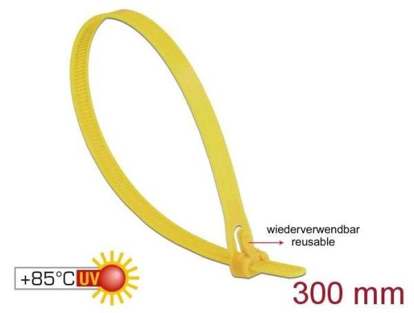 Delock Kábelösszeköto újrahasznosítható hoálló hossza 300 mm,
szélessége 7,6 mm, 100 db. sárga