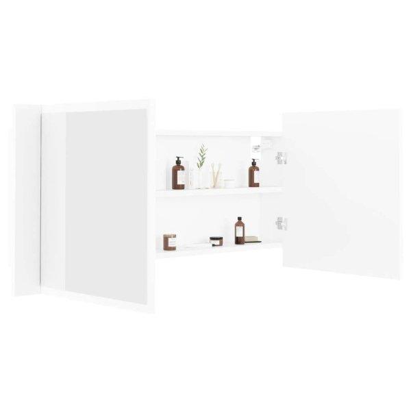 Fehér led-es tükrös fürdőszobaszekrény 100 x 12 x 45 cm