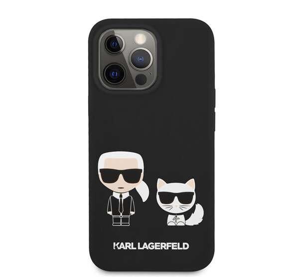 Karl Lagerfeld and Choupette Liquid Apple iPhone 13 Pro szilikon fekete hátlap
tok