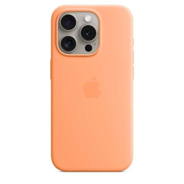 Apple iPhone 15 Pro MagSafe Gyári Szilikon Tok - Narancssörbet