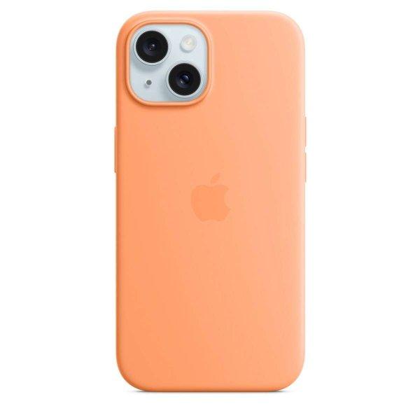 Apple iPhone 15 MagSafe Gyári Szilikon Tok - Narancssörbet