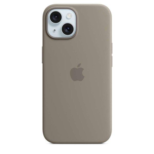 Apple iPhone 15 MagSafe Gyári Szilikon Tok - Agyag