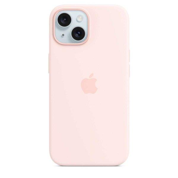 Apple iPhone 15 MagSafe Gyári Szilikon Tok - Világos Rózsaszín