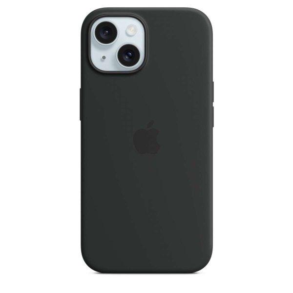 Apple iPhone 15 MagSafe Gyári Szilikon Tok - Fekete