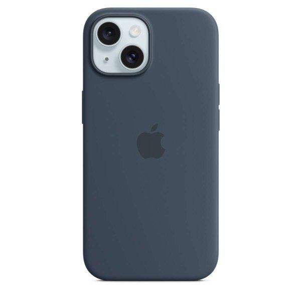 Apple iPhone 15 MagSafe Gyári Szilikon Tok - Viharkék