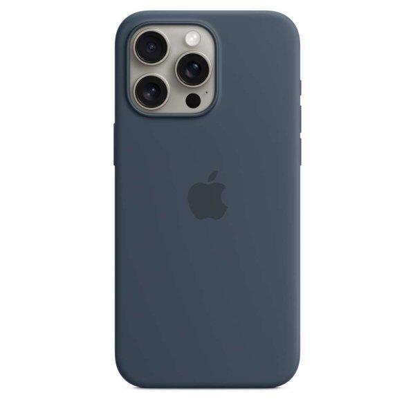 Apple iPhone 15 Pro Max MagSafe Gyári Szilikon Tok - Viharkék