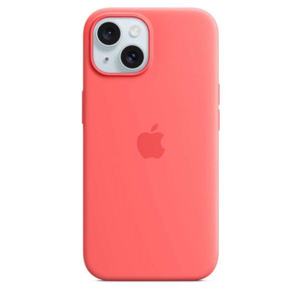 Apple iPhone 15 MagSafe Gyári Szilikon Tok - Guava