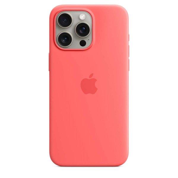Apple iPhone 15 Pro Max MagSafe Gyári Szilikon Tok - Guava