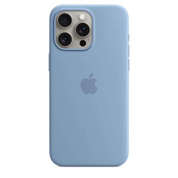 Apple iPhone 15 Pro Max MagSafe Gyári Szilikon Tok - Télkék