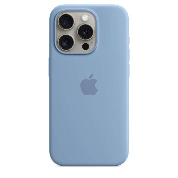 Apple iPhone 15 Pro MagSafe Gyári Szilikon Tok - Télkék