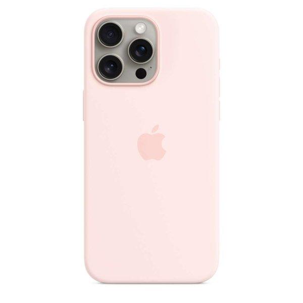 Apple iPhone 15 Pro Max MagSafe Gyári Szilikon Tok - Világos Rózsaszín