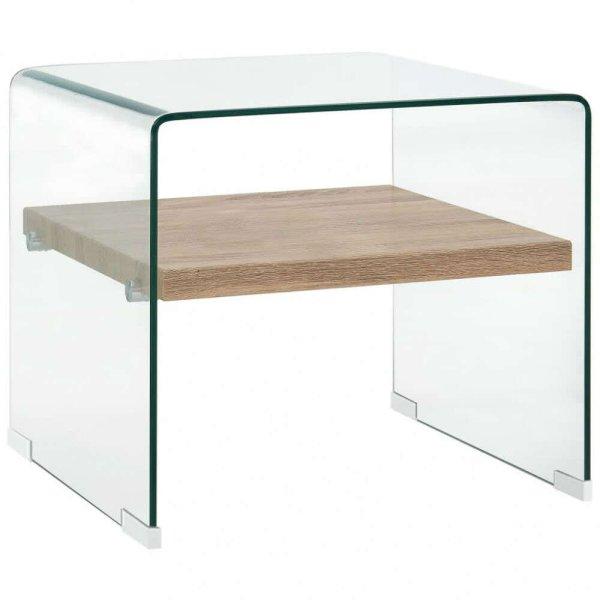 vidaXL átlátszó edzett üveg dohányzóasztal 50 x 50 x 45 cm