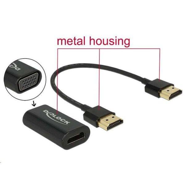 Delock HDMI-A-csatlakozódugóval > VGA-csatlakozóhüvellyel, fém burkolat, 15
cm-es kábel (65667) (delock-65667)