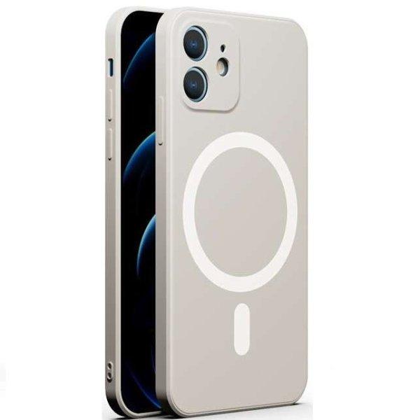 Apple iPhone 15 Plus, Szilikon tok, mágnes gyűrűvel, MagSafe töltővel
kompatibilis, Wooze Magsafe Case, fehér (139542)