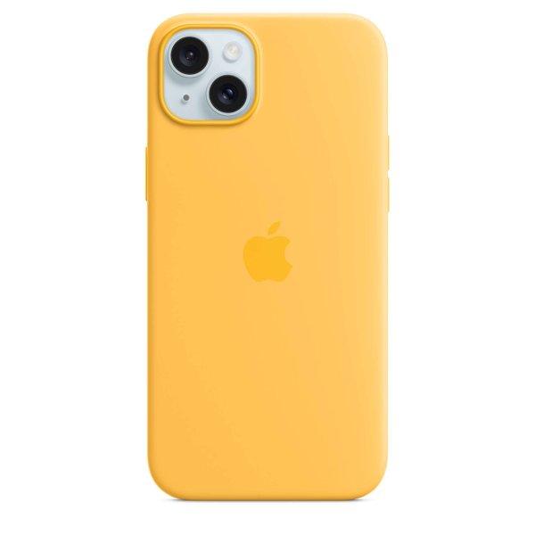 Apple iPhone 15 Plus MagSafe-rögzítésű szilikontok - Sárga