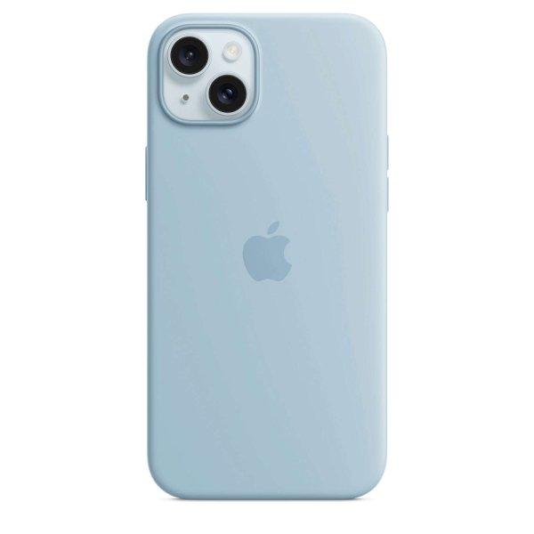 Apple iPhone 15 Plus MagSafe-rögzítésű szilikontok - Világoskék
(MWNH3ZM/A)