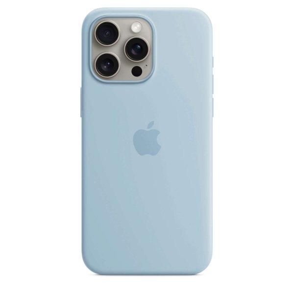 Apple iPhone 15 Pro Max MagSafe-rögzítésű szilikontok - Világoskék
(MWNR3ZM/A)