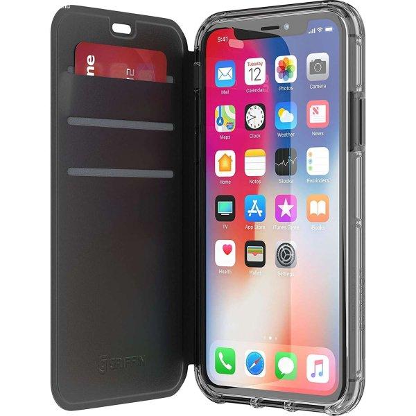 Griffin Survivor Clear Wallet Apple iPhone X / XS Flip Bőrtok -
Átlátszó/Fekete (TA43989)