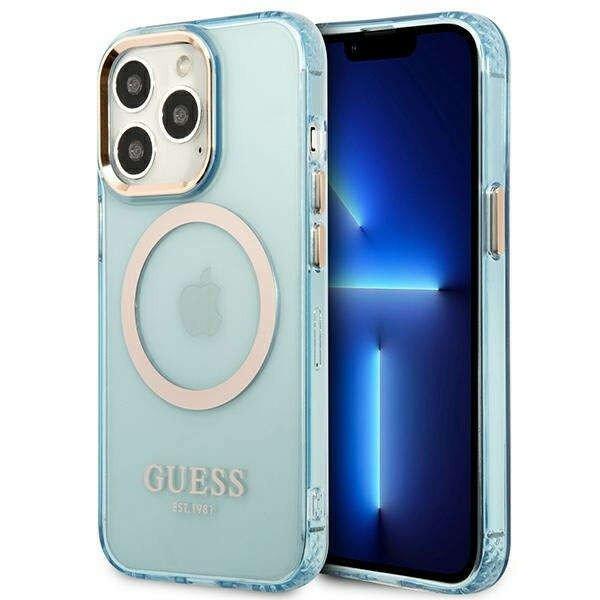 Guess GUHMP13LHTCMB Apple iPhone 13 Pro blue hard case Gold Outline Translucent
MagSafe