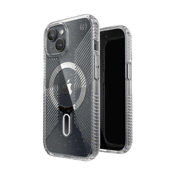 Speck Presidio Lux Grip ClickLock MagSafe Apple iPhone 15 (Clear/Chrome
Finish/Serene Silver)