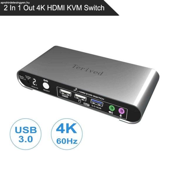 Terived 2 portos HDMI USB 3.0 KVM Kapcsoló