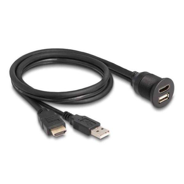 Delock HDMI és USB 2.0 hosszabbító kábel 1m fekete (87880) (delock87880)