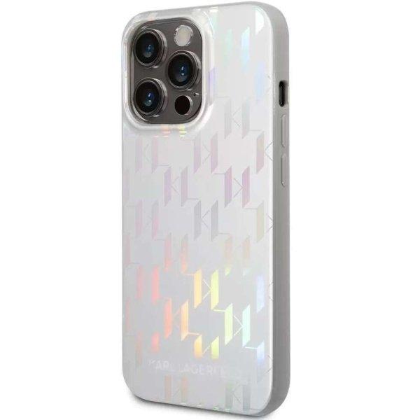 Apple iPhone 14 Pro Max, Műanyag hátlap védőtok + szilikon keret,
színváltós monogram minta, Karl Lagerfeld Monogram Iridescent, ezüst
(1269490000009)