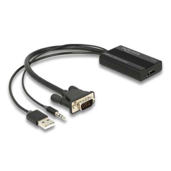 Delock HDMI - VGA adapter audió funkcióval 25cm fekete (64172) (delock64172)