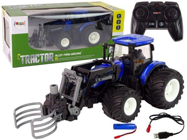 Távirányítós traktor markolókarral Kék 13348