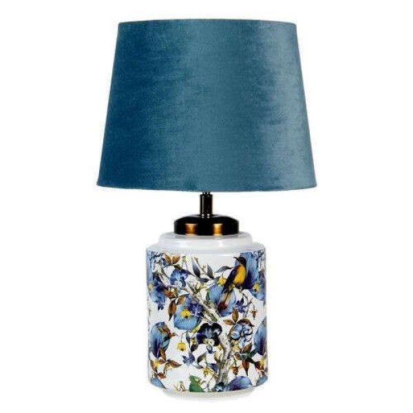 Kerámia asztali lámpa tropical kék műanyag/textil búrával,25x41cm
