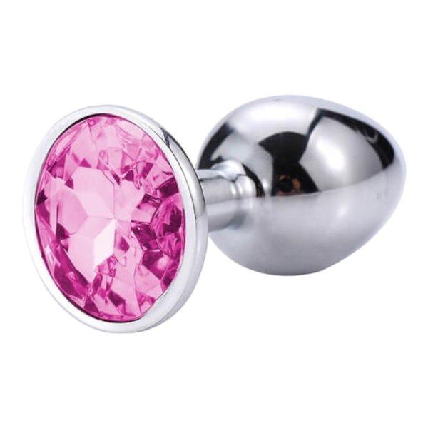 Sunfo - fém anál dugó kővel pink