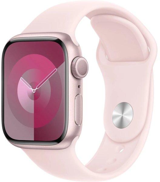 Apple Apple Watch Series 9 41mm rózsaszín alumínium, világos
rózsaszín S/M sportszíjjal
