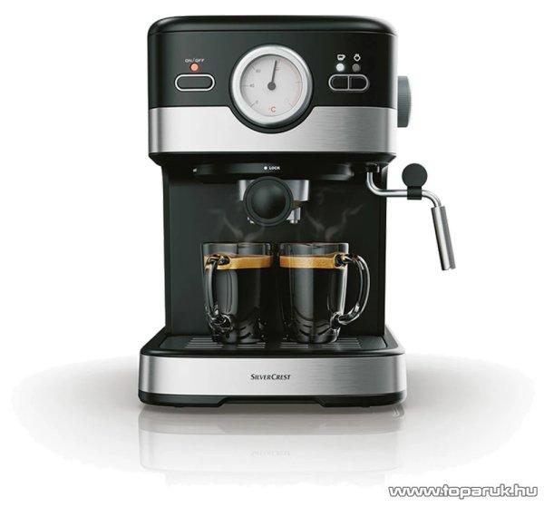 SilverCrest SEM 1100 C5 Eszpresszó cappuccino 2 csészés presszó
kávéfőző, fekete-ezüst, 1100 W