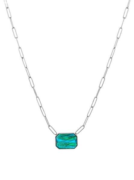 Preciosa Acél nyaklánc kézzel préselt cseh kristály
kővel Preciosa Ocean Emerald 7444 66
