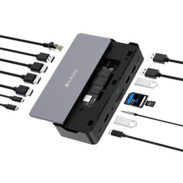 Dokkoló, 15 port, USB-C host, SSD bővítési lehetőség, VERBATIM "USB-C
Pro CDS-15S"