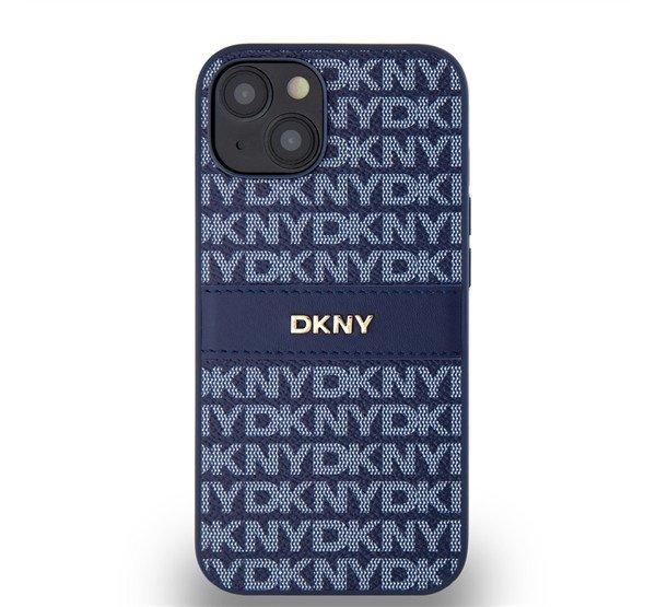 DKNY PU Leather Repeat Pattern Tonal Stripe Apple iPhone 14 hátlap tok, kék