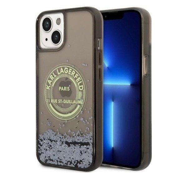 Karl Lagerfeld Liquid Glitter RSG Apple iPhone 14 hátlap tok, fekete