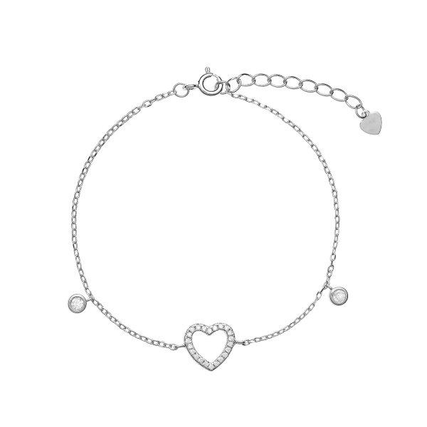 AGAIN Jewelry Ezüst karkötő szívvel és cirkónium
kövekkel AJNR0012