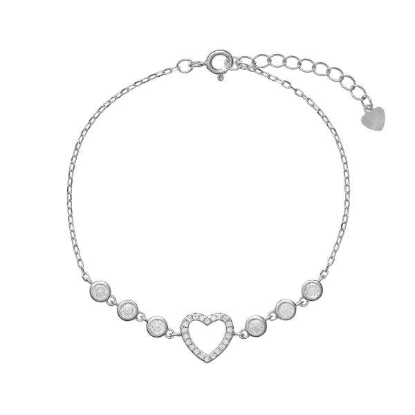 AGAIN Jewelry Gyengéd ezüst karkötő szívvel és
cirkónium kövekkel AJNR0013