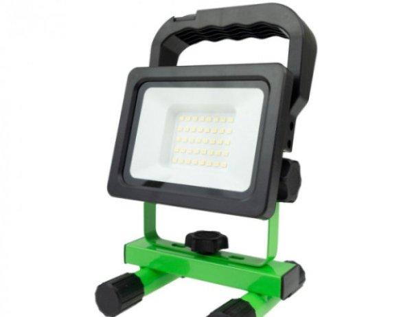 EcoLight 20 W-os natúrfehér hordozható LED reflektor  újratölthető
akkumlátorral