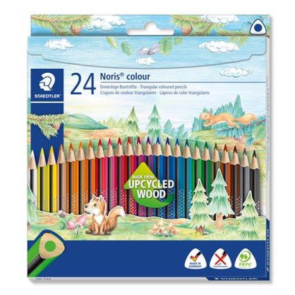 Színes ceruza készlet, háromszögletű, STAEDTLER "Noris Colour
187", 24 különböző szín