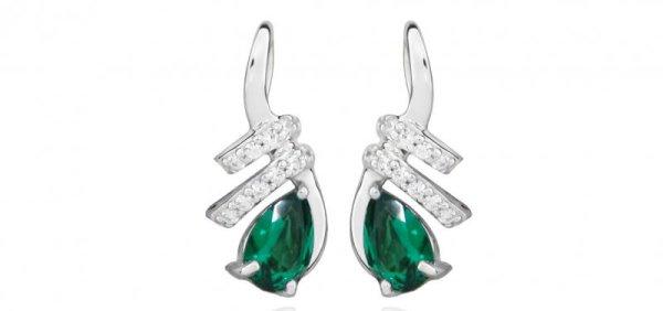 Silver Cat Divatos fülbevalók cirkónium kövekkel és
smaragd üveggel SC380