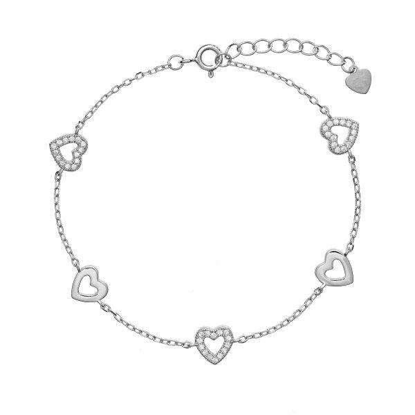 AGAIN Jewelry Ezüst karkötő szívekkel AJNR0005