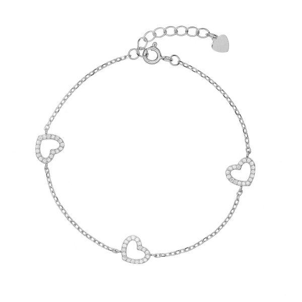 AGAIN Jewelry Romantikus ezüst karkötő szívekkel AJNR0021